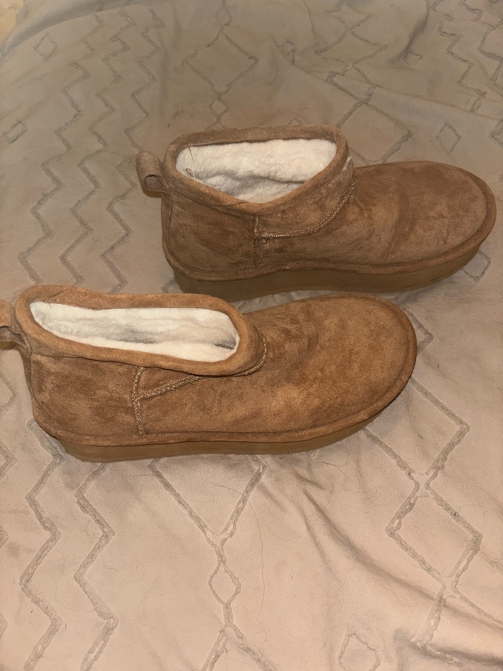 Cozy Tan Suede Platform Boots